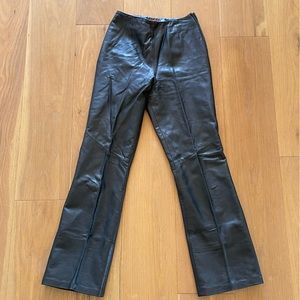 Black leather bootcut pants